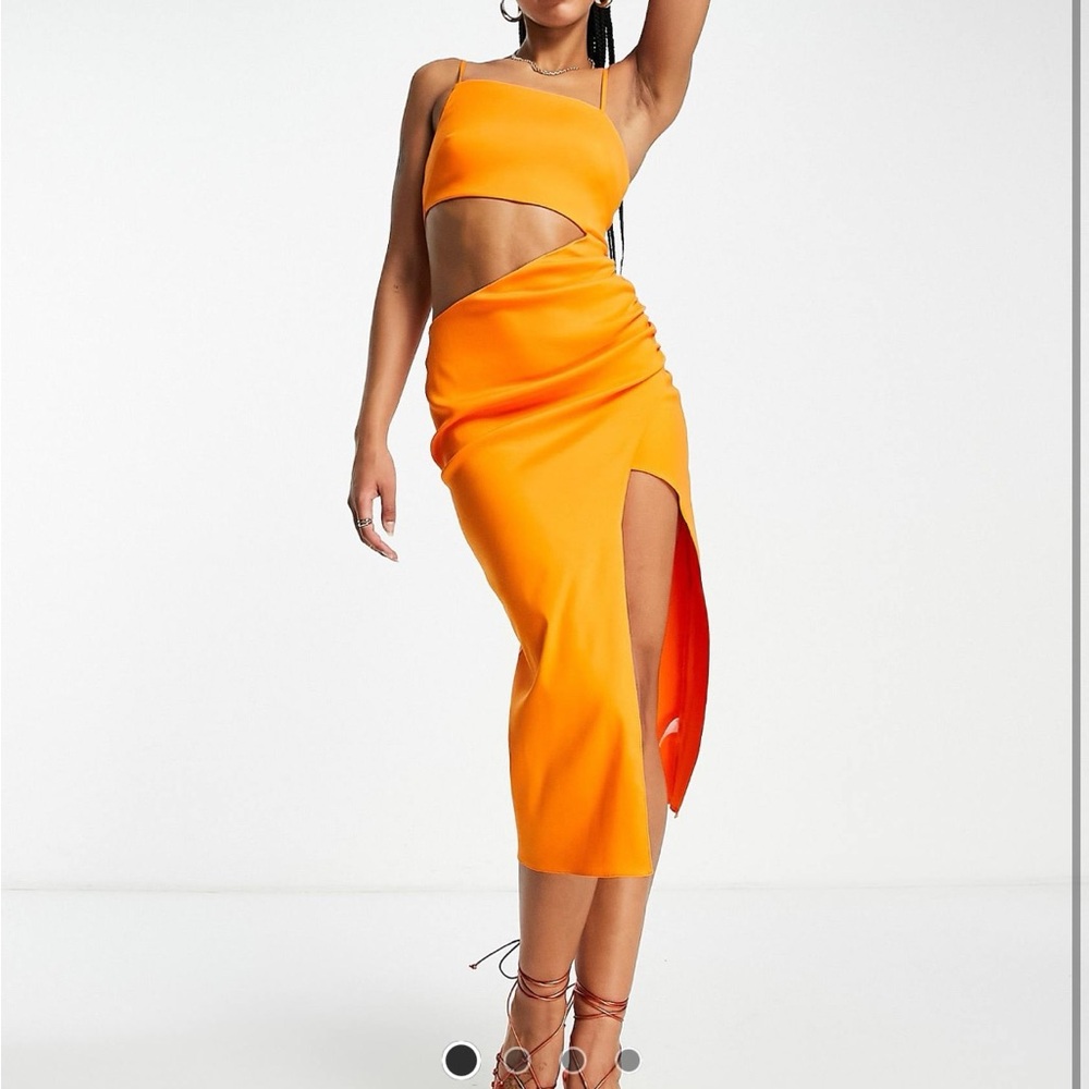 NWT ASOS DESIGN Structured Strappy Midi Dress with Cut Out Detail